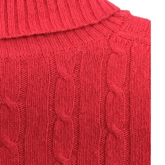 J. Crew Cashmere Cambridge Cable Knit Turtleneck Slim Sweater Hot Pink Coral S - Picture 4 of 5